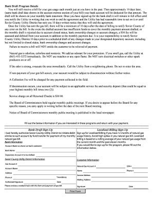 Sevier County Utility District Bank Draft Agreement