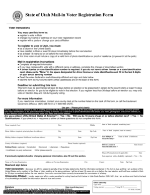 Utah Mail-in Voter Registration Form