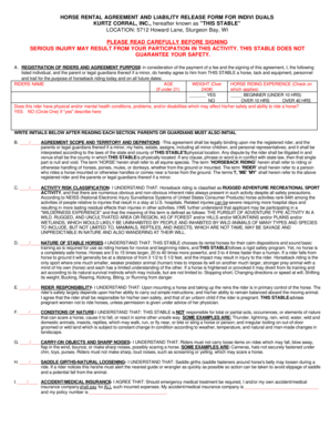Horse Rental Agreement and Liability Release Form