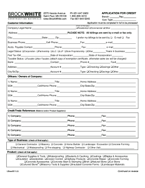 A credit application - Brock White Company
