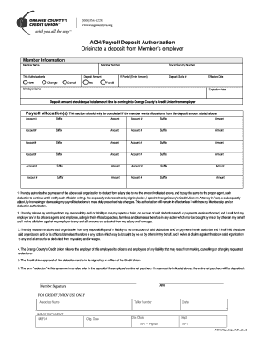 ACH Payroll Deposit Authorization