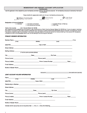 Membership and Deposit Account Application