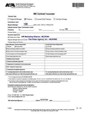 North American Life and Health Insurance Contract Transmittal