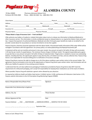 Pharmacy Admission Release Form