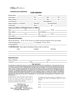 OfficePerfect Credit Application