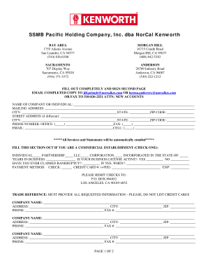NorCal Kenworth Credit Application Form