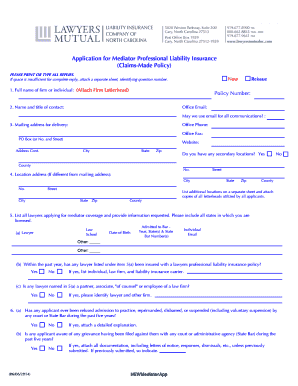 Mediator Professional Liability Insurance Application
