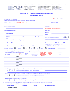 Lawyers Professional Liability Insurance Application