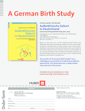 Bestellformular für die Studie "Außerklinische Geburt in Deutschland"