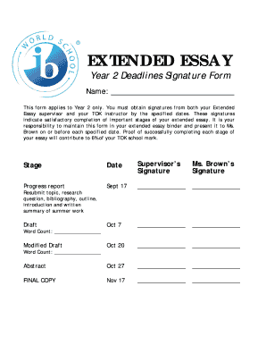 Year 2 Extended Essay Signature Form