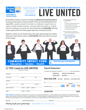 United Way Pledge Form