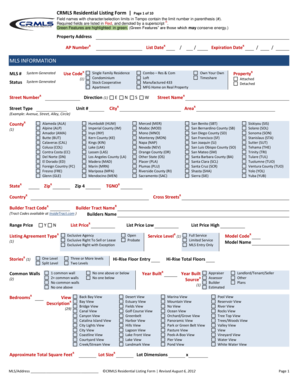 CRMLS Residential Listing Form