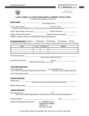 Vacation Home Rental Permit Application