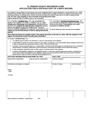 California Birth Certificate Application