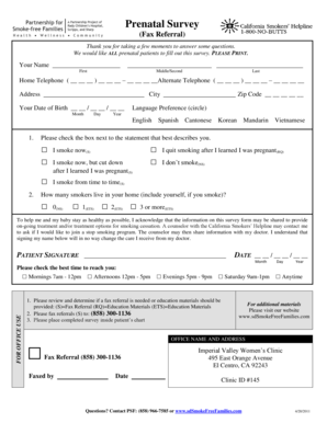 Prenatal Smoking Survey Form