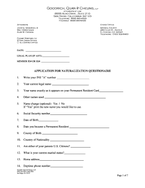 Application for Naturalization Questionnaire