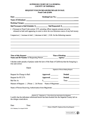 California Request for Increase/Decrease in Bail