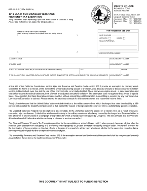 California Disabled Veterans Property Tax Exemption Claim