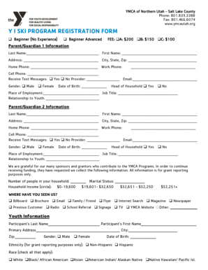 YMCA of Northern Utah Ski Program Registration Form