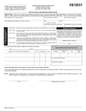 Illinois Master Certificate Application
