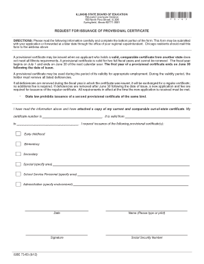 Illinois Provisional Educator Certificate Request