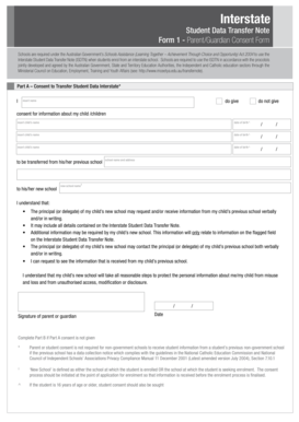 Interstate Student Data Transfer Note