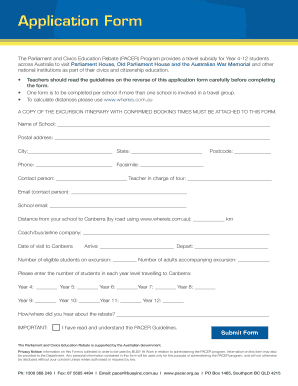PACER Program Application Form