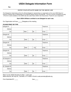 USDA Delegate Information Form