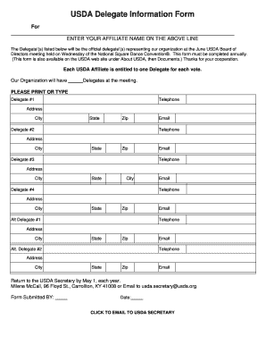 USDA Delegate Information Form