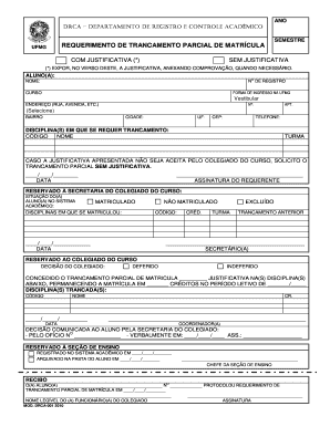 Requerimento de Tramamento Parcial de Matrícula