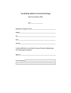 Tax Mailing Address Correction Form