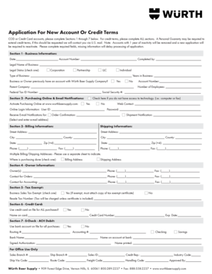 Application For New Account Or Credit Terms