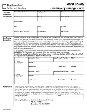 Marin County Beneficiary Change Form