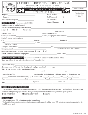 USA Work & Travel Application Form
