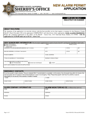Monterey County New Alarm Permit Application