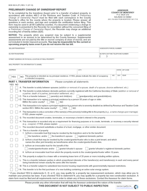 California Preliminary Change of Ownership Report
