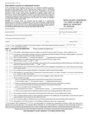 California Preliminary Change of Ownership Report