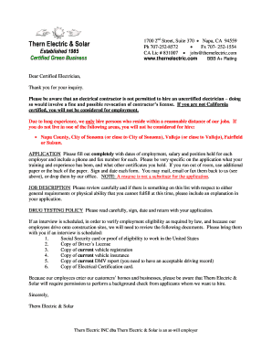 California Certified Electrician Application Form