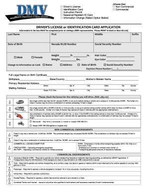 Nevada Driver's License or Identification Card Application