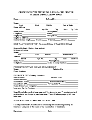 Patient Information Form