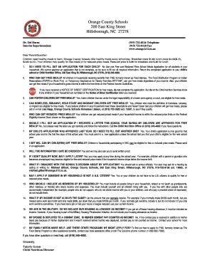 Free and Reduced Price School Meals Application