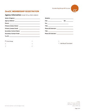 OneOC Membership Registration Form