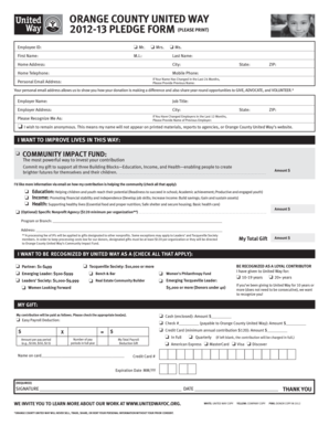 Orange County United Way Pledge Form