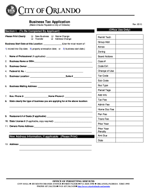 City of Orlando Business Tax Application