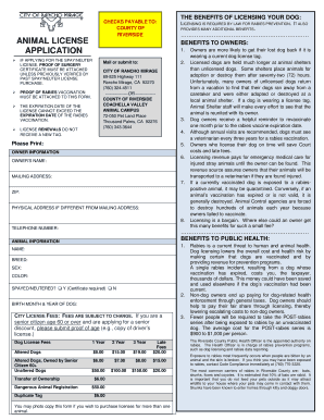Riverside County Dog License Application