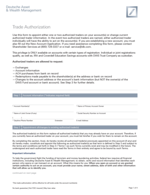 Deutsche Asset Trade Authorization Form