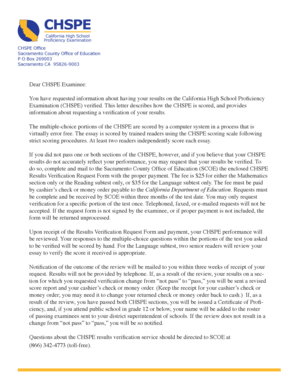 California High School Proficiency Examination Results Verification Request