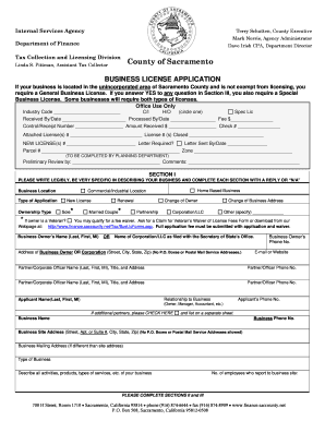 Sacramento County Business License Application