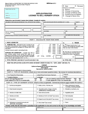 California Nursery Stock License Application