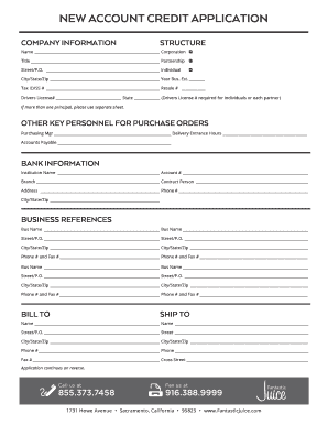 New Account Credit Application